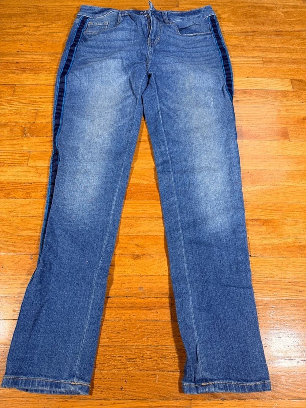 Soho New York & Company Slim Boyfriend Jeans Women’s Blue Denim Side Stripe